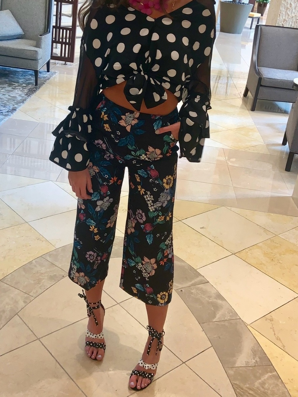 ' Floral Wide-Leg Pants - Black Multi